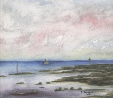 Peinture intitulée "aquarelle marée bas…" par Bernard Faucheux, Œuvre d'art originale, Huile