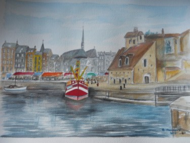 Peinture intitulée "aquarelle le port d…" par Bernard Faucheux, Œuvre d'art originale, Huile