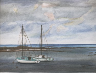 Peinture intitulée "aquarelle bateaux a…" par Bernard Faucheux, Œuvre d'art originale