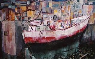 Peinture intitulée "Marée basse" par Bernard Fosse, Œuvre d'art originale, Huile