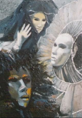 Peinture intitulée "Masques" par Bernard Fosse, Œuvre d'art originale, Huile