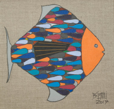 Peinture intitulée "Poisson Multicolore…" par Bernard Gentili, Œuvre d'art originale, Acrylique