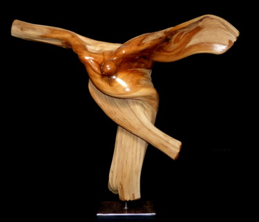 Скульптура под названием "Icare" - Bernard Geoffroy, Подлинное произведение искусства, Дерево