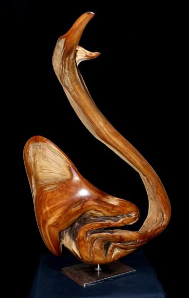 Sculpture titled "Cygne II" by Bernard Geoffroy, Original Artwork, Wood