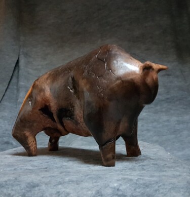 Sculpture intitulée "Aurochs de Heck" par Bernard Geoffroy, Œuvre d'art originale, Bois