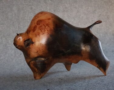 Sculpture intitulée "Bison II" par Bernard Geoffroy, Œuvre d'art originale, Bois