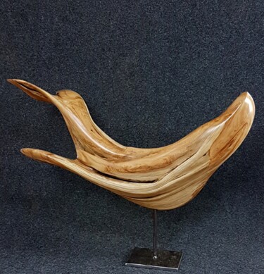 Sculpture titled "Baleine" by Bernard Geoffroy, Original Artwork, Wood