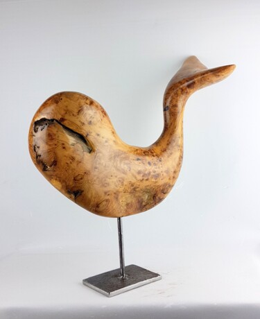 Sculpture intitulée "Baleine Cerebos" par Bernard Geoffroy, Œuvre d'art originale, Bois