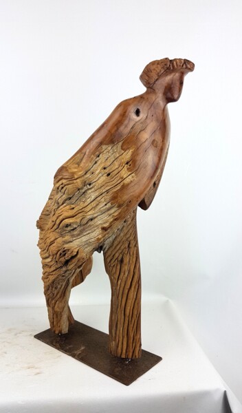 Skulptur mit dem Titel "Maupassant" von Bernard Geoffroy, Original-Kunstwerk, Holz