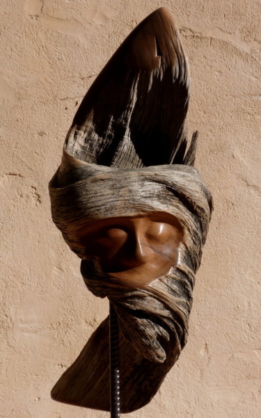 Sculpture titled "Touareg" by Bernard Geoffroy, Original Artwork, Wood
