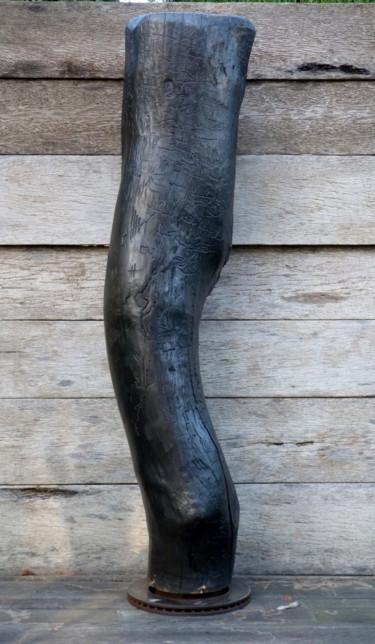 Sculpture intitulée "Tronc écrit" par Bernard Geoffroy, Œuvre d'art originale, Bois