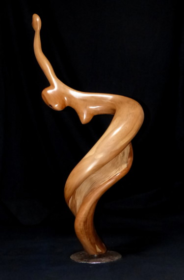 Скульптура под названием "Twist woman" - Bernard Geoffroy, Подлинное произведение искусства, Дерево