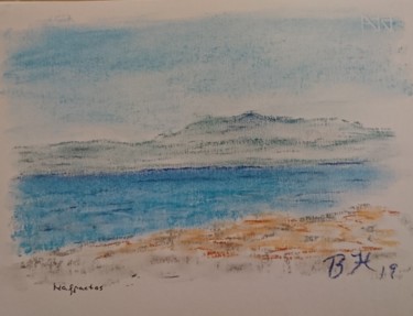 Dessin intitulée "Golfe de Corinthe à…" par Bernard Hoenig, Œuvre d'art originale, Pastel