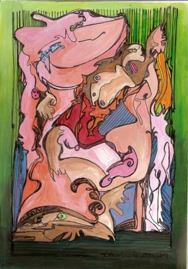 Peinture intitulée "CHIENNE HALETANTE 3…" par Virgile Bernardi, Œuvre d'art originale, Huile