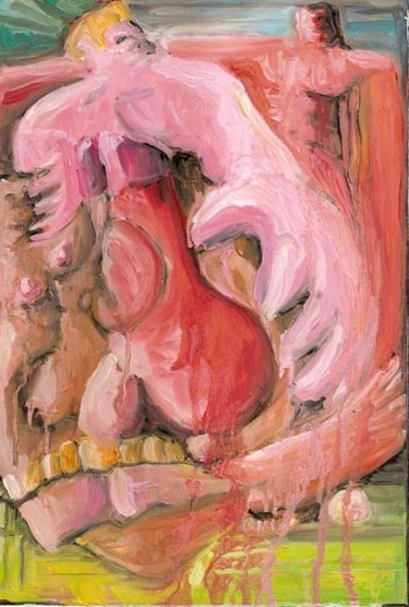 Peinture intitulée "LE GUERRIER ROSE 30…" par Virgile Bernardi, Œuvre d'art originale, Huile