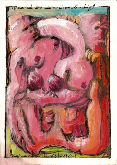 Peinture intitulée "QUAND ON SE COINCE…" par Virgile Bernardi, Œuvre d'art originale, Huile