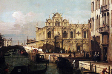 Schilderij getiteld "Le rio dei mendican…" door Bernardo Bellotto, Origineel Kunstwerk, Olie