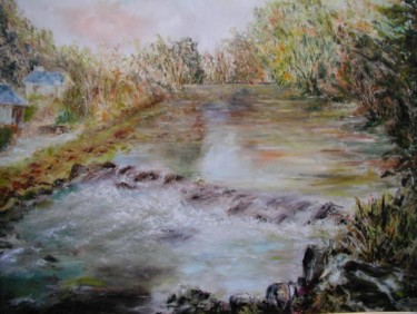 Peinture intitulée "barrage sur le Trie…" par Bernard Sabot, Œuvre d'art originale