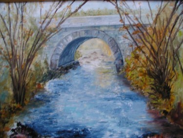 Peinture intitulée "petit pont sur le t…" par Bernard Sabot, Œuvre d'art originale