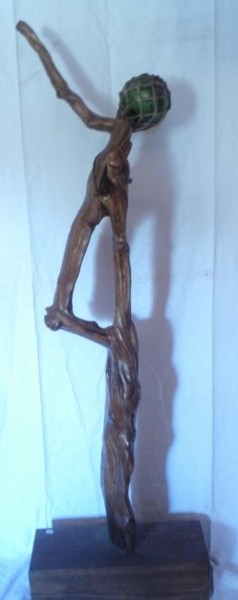 Sculpture titled "Le danseur" by B  Vedrine, Original Artwork, Wood