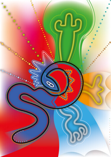 Digital Arts titled "Cactus Dragon Power" by Bernd Wachtmeister, Original Artwork, 2D Digital Work