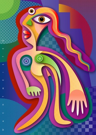 Digital Arts titled "Octopus Girl" by Bernd Wachtmeister, Original Artwork, Digital Painting