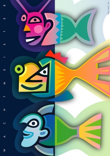 Digital Arts titled "poissons | Fishes |…" by Bernd Wachtmeister, Original Artwork, Digital Painting