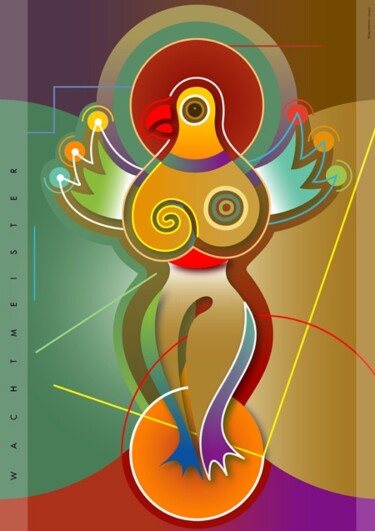 Digitale Kunst mit dem Titel "Wonderbird" von Bernd Wachtmeister, Original-Kunstwerk, Digitale Malerei