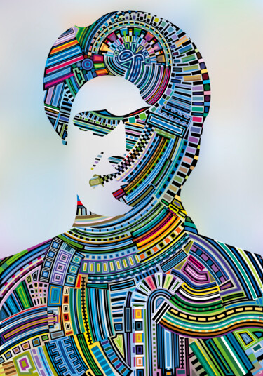 Arte digitale intitolato "Vector-Self Portrait" da Bernd Wachtmeister, Opera d'arte originale, Lavoro digitale 2D