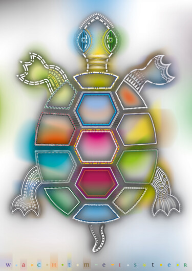 Arts numériques intitulée "Glass Brick Turtle" par Bernd Wachtmeister, Œuvre d'art originale, Travail numérique 2D