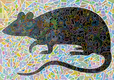 Digitale Kunst mit dem Titel "Rodent In Transition" von Bernd Wachtmeister, Original-Kunstwerk, 2D digitale Arbeit