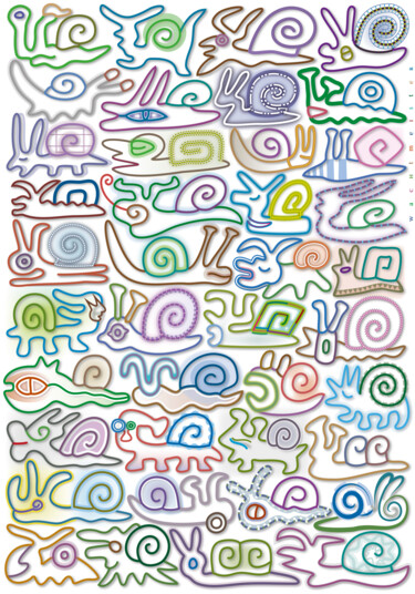 Digitale Kunst mit dem Titel "Mollusc Parade | Dé…" von Bernd Wachtmeister, Original-Kunstwerk, 2D digitale Arbeit