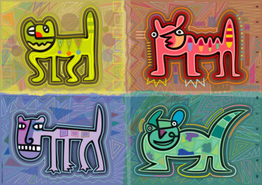 Digitale Kunst mit dem Titel "Streetcats ll" von Bernd Wachtmeister, Original-Kunstwerk, Digitale Malerei