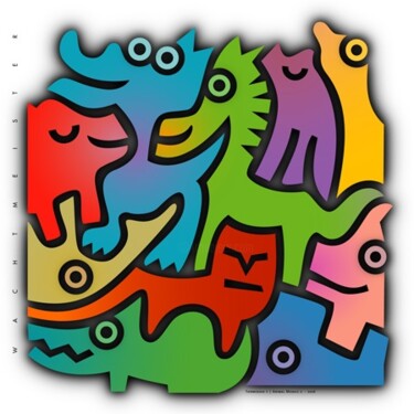 Digital Arts titled "Mosaic Of Animals l…" by Bernd Wachtmeister, Original Artwork, Digital Painting