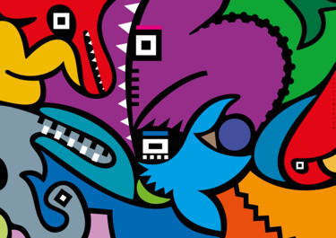 Digitale Kunst getiteld "Colourful Aggressio…" door Bernd Wachtmeister, Origineel Kunstwerk, 2D Digital Work