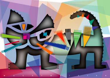 Digitale Kunst mit dem Titel "Cat In Cornfield |…" von Bernd Wachtmeister, Original-Kunstwerk, Digitale Malerei