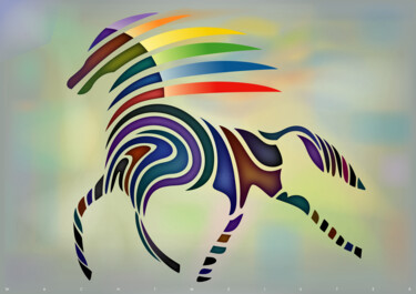 Arte digitale intitolato "Flaming Horse" da Bernd Wachtmeister, Opera d'arte originale, Lavoro digitale 2D