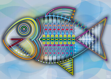 Цифровое искусство под названием "Fish, Constructed |…" - Bernd Wachtmeister, Подлинное произведение искусства, 2D Цифровая…