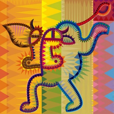 Digital Arts titled "Color Spike Cow | F…" by Bernd Wachtmeister, Original Artwork, Digital Painting