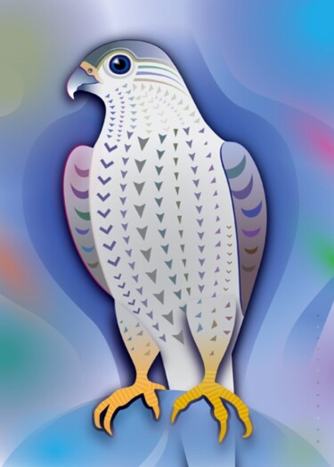 Digital Arts titled "Hawk | faucon | Fal…" by Bernd Wachtmeister, Original Artwork, Digital Painting