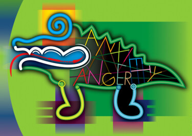 Digitale Kunst mit dem Titel "Alienated Alligator…" von Bernd Wachtmeister, Original-Kunstwerk, Digitale Malerei