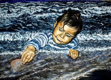Painting titled "Little Neptune" by Berndt Boje´, Original Artwork, Oil