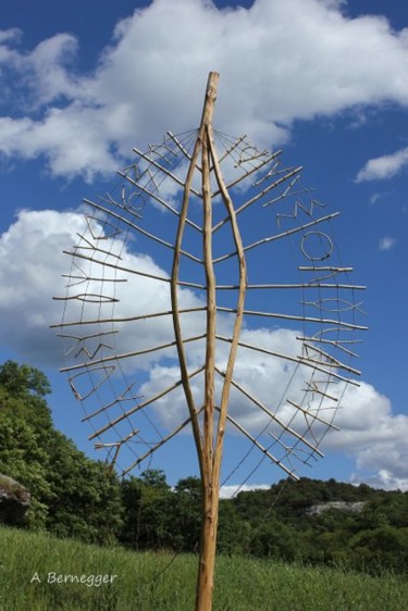 Skulptur mit dem Titel "Plume de paroles 1" von Alain Bernegger, Original-Kunstwerk, Holz