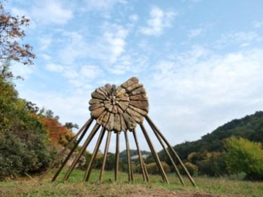 Installation intitulée "Amonite sur branches" par Alain Bernegger, Œuvre d'art originale