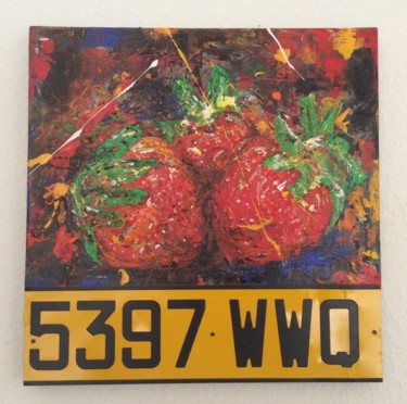 Painting titled "fraises d' alsace" by Bernadette Moery, Original Artwork, Acrylic