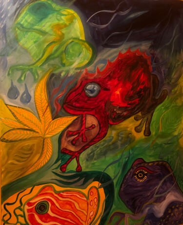 Malerei mit dem Titel "Regenwald…." von Bernie Spielmann, Original-Kunstwerk, Öl