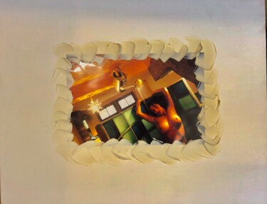 Collagen mit dem Titel "In der Küche…" von Bernie Spielmann, Original-Kunstwerk, Collagen