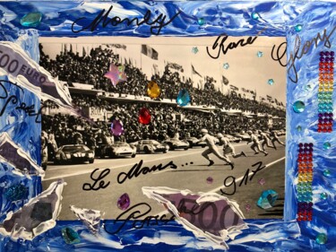 Colagens intitulada "Le Mans…race" por Bernie Spielmann, Obras de arte originais, Acrílico