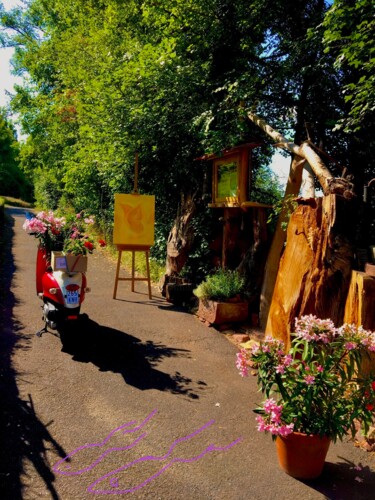 Colagens intitulada "Im Garten.." por Bernie Spielmann, Obras de arte originais, Acrílico