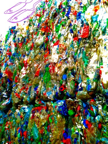 Collagen mit dem Titel "Plastik..is no fant…" von Bernie Spielmann, Original-Kunstwerk, Acryl